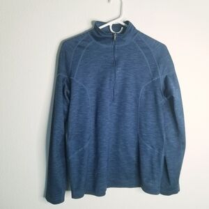 REI Quarter Zip Polyester Textured Blue Top Layer M